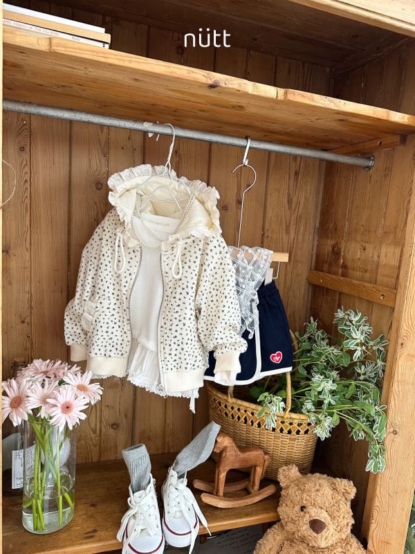 荷葉邊碎花連帽外套 