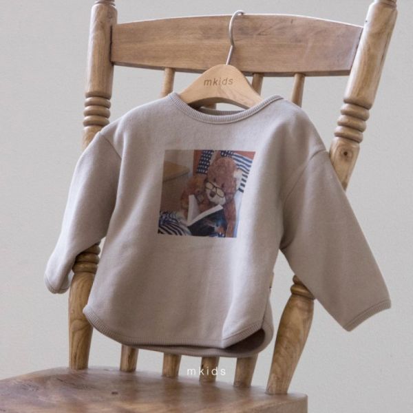 泰迪熊印花休閒長袖上衣 