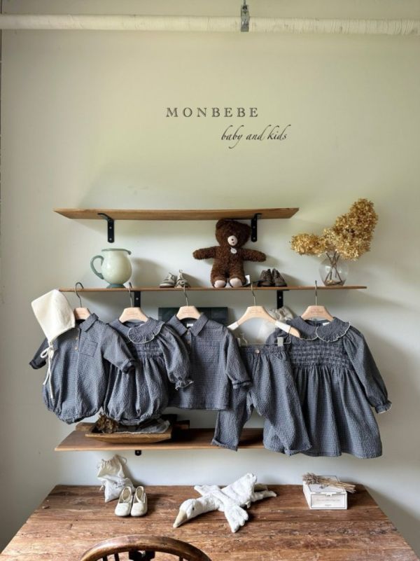 格紋翻領鈕扣長袖上衣 寶寶包屁衣 兄弟裝 