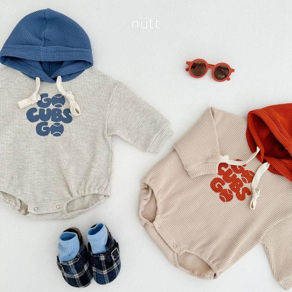 刺繡華夫格連帽T恤包屁衣 