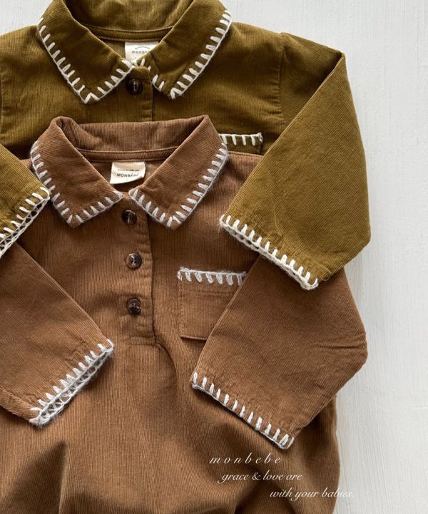 路易斯法式考邊寶寶長袖領連身衣 