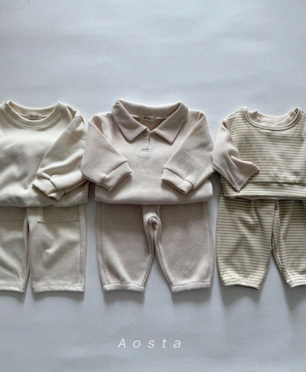 橫紋百搭基本款棉褲 