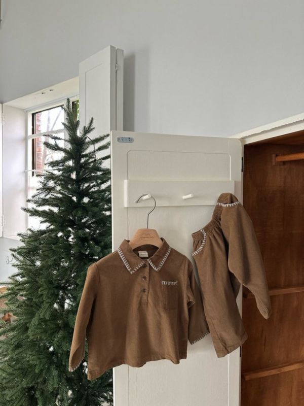 路易斯法式考邊棉質長袖上衣 