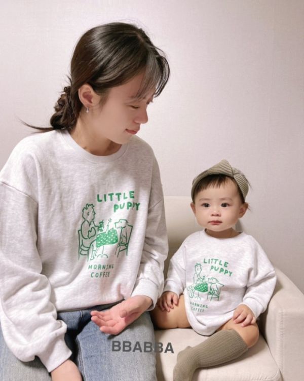 LITTLE PUPPY 可愛親子裝 長袖衛衣 親子裝,BBABBA,大學T,韓國童裝,BBABBA Korea