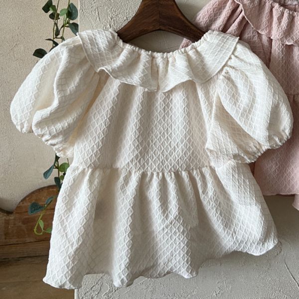 菱格紋泡泡袖洋裝 姊妹裝 