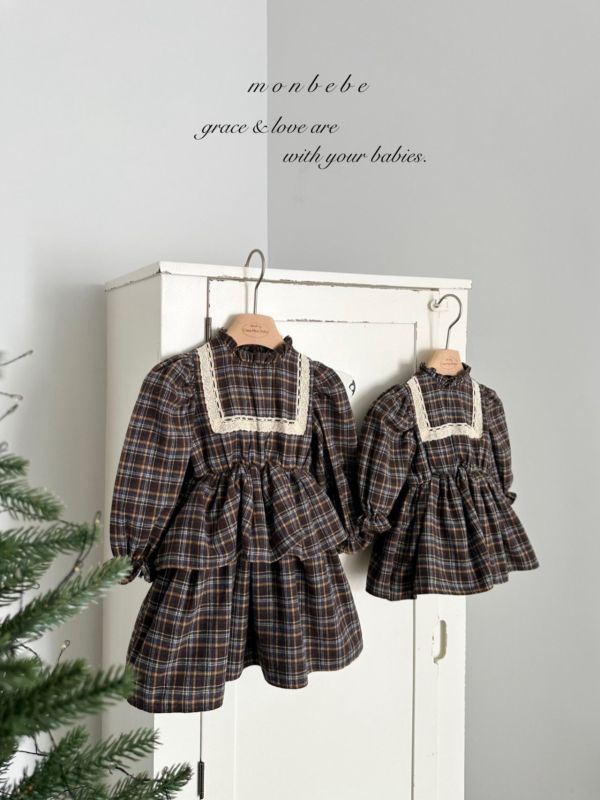 小童款 法式格紋洋裝 
