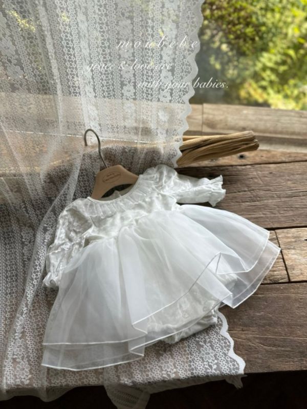 小天使蕾絲紗洋裝 象牙色包屁裙 