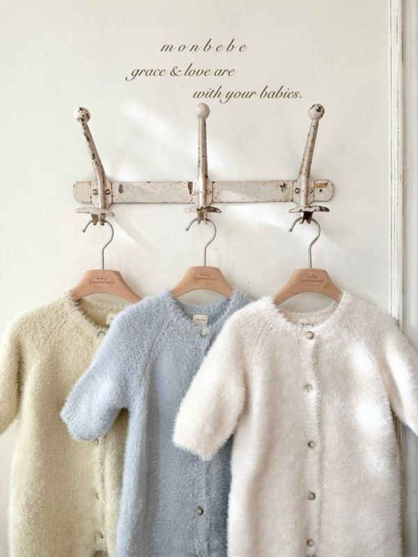 親子系列 棉花糖毛絨針織開衫 寶寶連身衣 