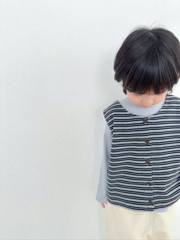 線條紐扣棉質韓系背心 