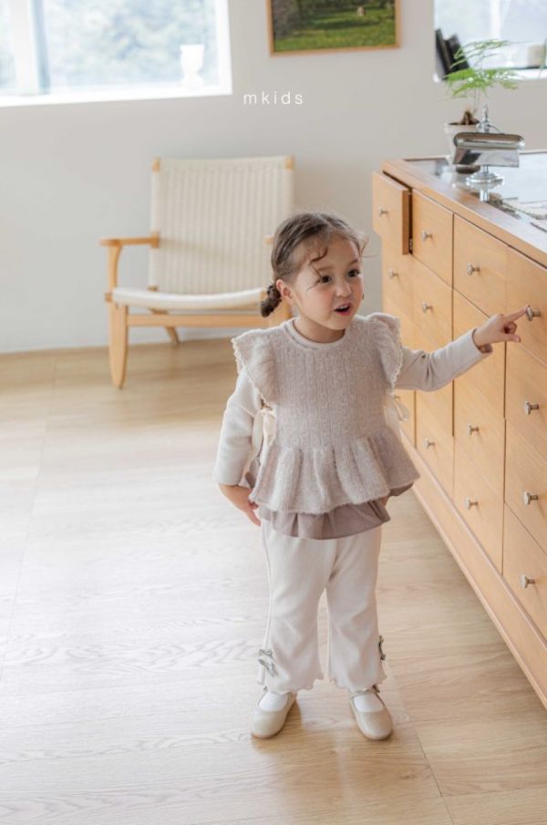 愛麗絲雙蝴蝶結棉質喇叭褲 