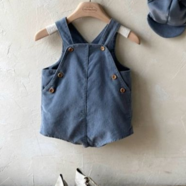 經典燈芯絨鈕扣吊帶褲 帽子另售 