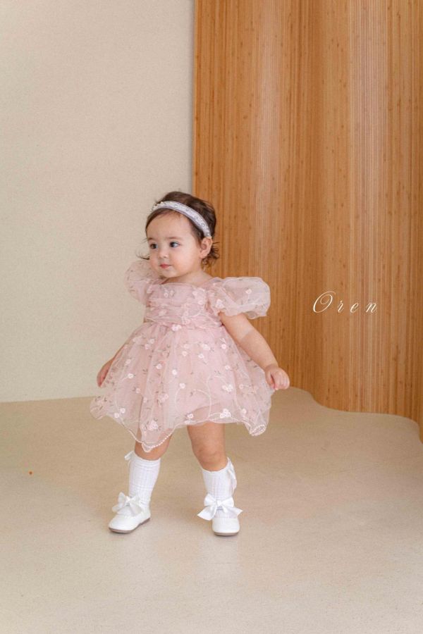 Bebe 童話公主玫瑰刺繡紗裙寶寶套裝 