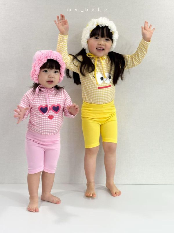 夏日表情寶貝 兩件式長袖防曬游泳服 