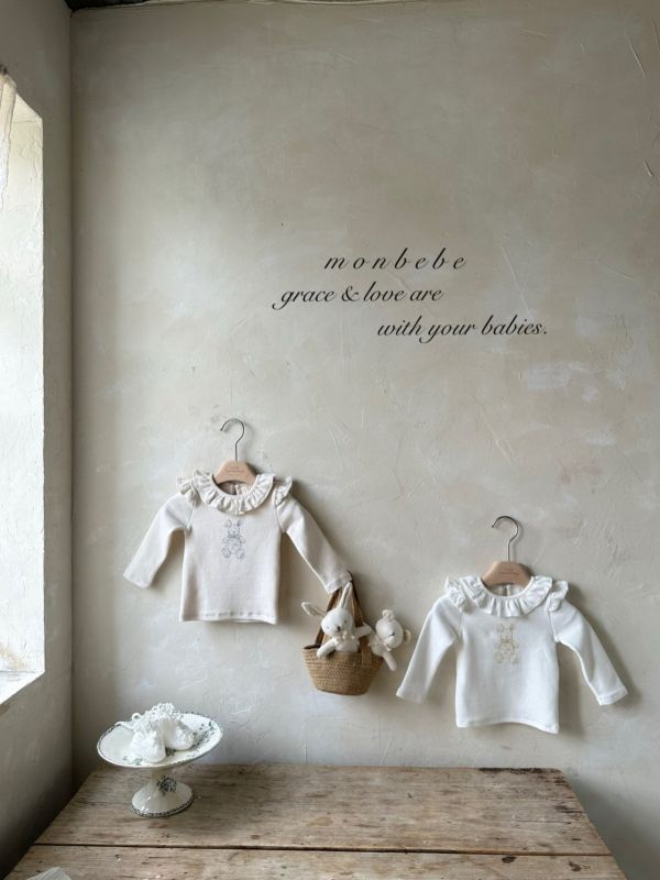 小兔子荷葉邊領長袖上衣 包屁衣 