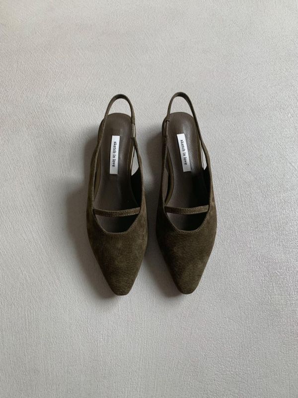 真皮線條感北歐自然系色調後繫帶鞋 