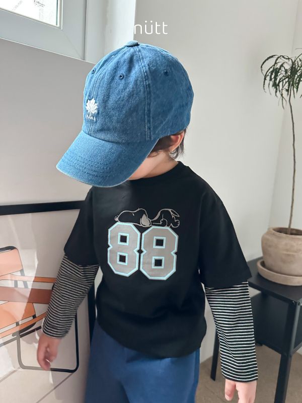 史努比條紋假兩件長袖上衣 