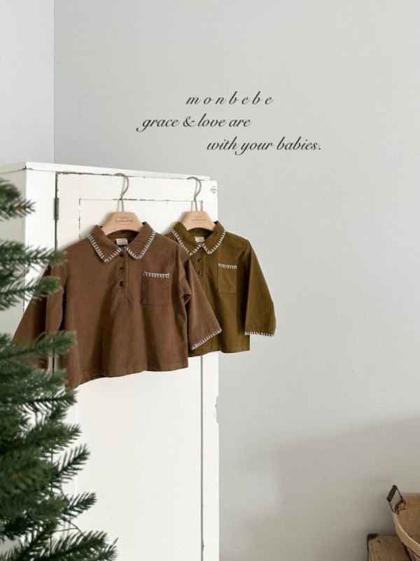 路易斯法式考邊棉質長袖上衣 