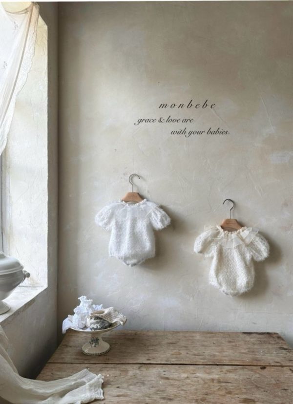 透紗蝴蝶結雪絨包屁衣 monbebe Korea,monbebe,monbebe代購童裝