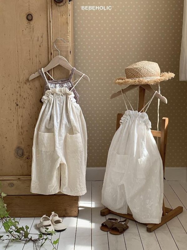 束口袋寶寶吊帶裝 Bebe holic Korea,韓國童裝,韓國Bebe holic,奶茶系寶寶,女寶穿搭