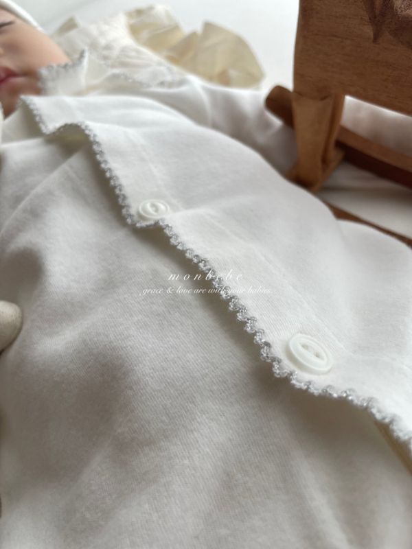 純色荷葉邊領包腳連身衣 