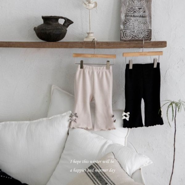 愛麗絲雙蝴蝶結棉質喇叭褲 