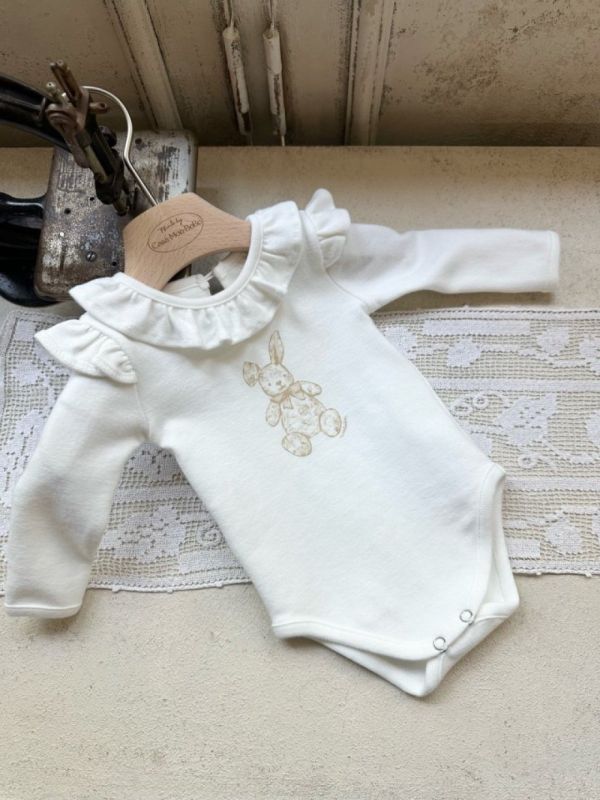 小兔子荷葉邊領長袖上衣 包屁衣 