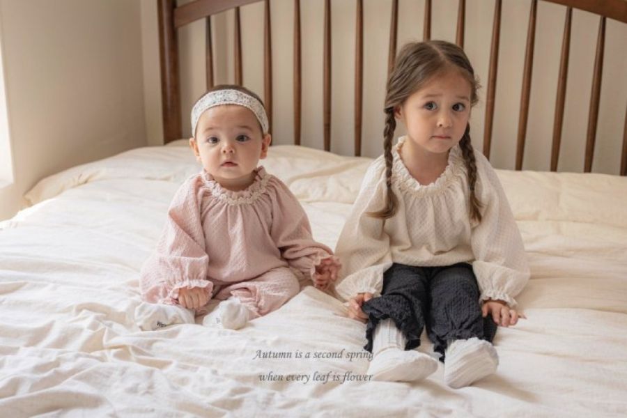 甜美蕾絲縮口套裝 衣+褲 姊妹裝 