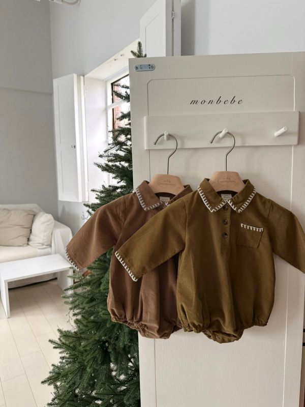 路易斯法式考邊寶寶長袖領連身衣 