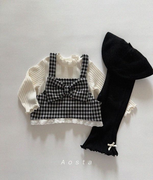 蝴蝶結木耳卷彈性啦叭褲 