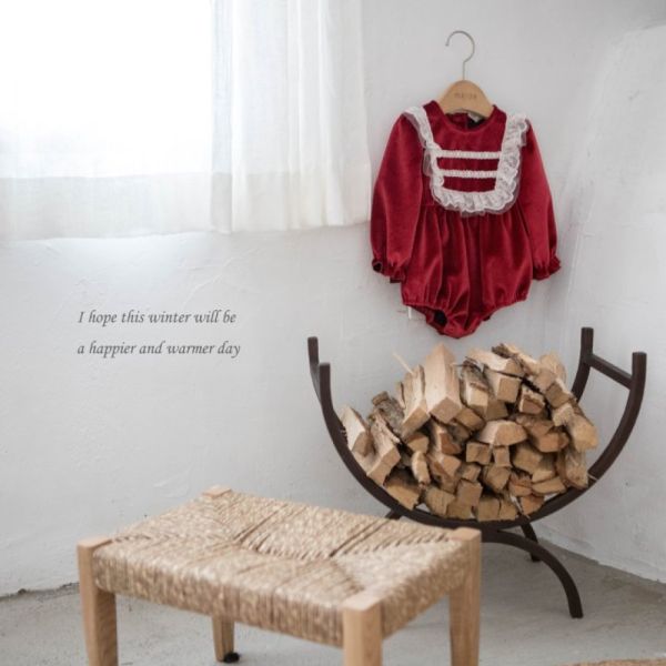 溫柔絲絨法式包屁衣 