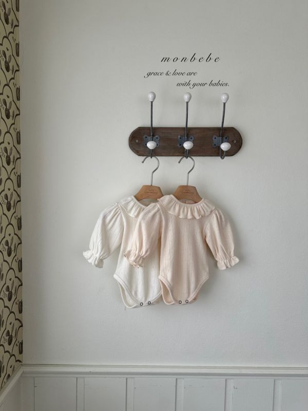 優雅荷葉領長袖純棉連身衣 Monbebe,monbebe Korea,laurababy