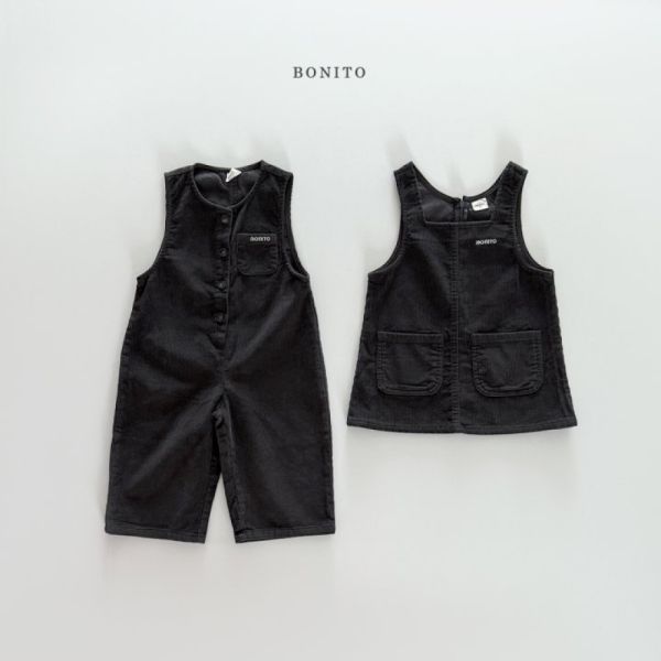 燈芯絨口袋背心裙 姊妹裝 