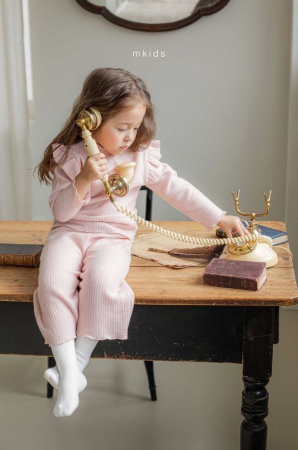 木耳邊羅紋棉居家套裝 