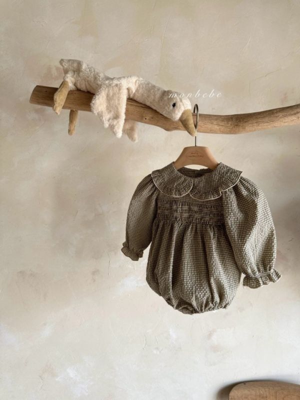 格紋娃娃領抽褶洋裝 