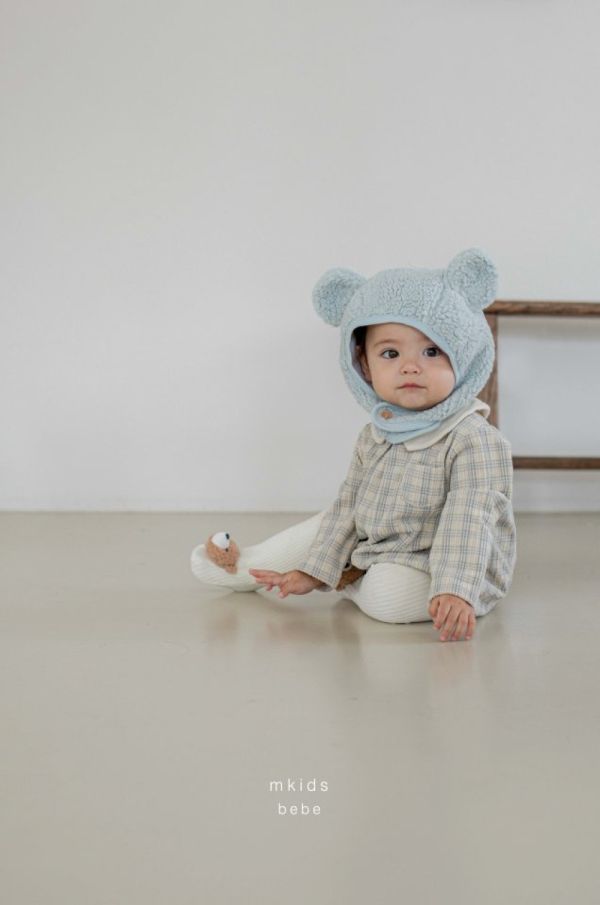 經典小格紋娃娃領包屁衣 