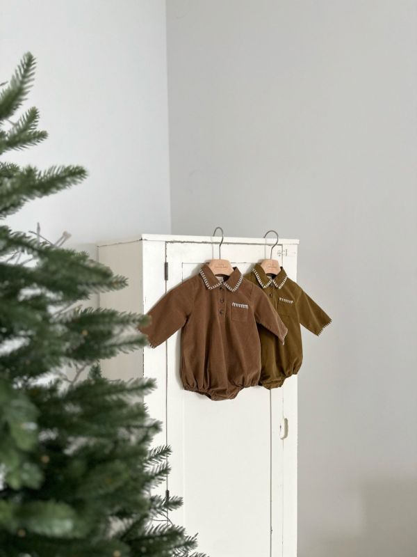 路易斯法式考邊寶寶長袖領連身衣 