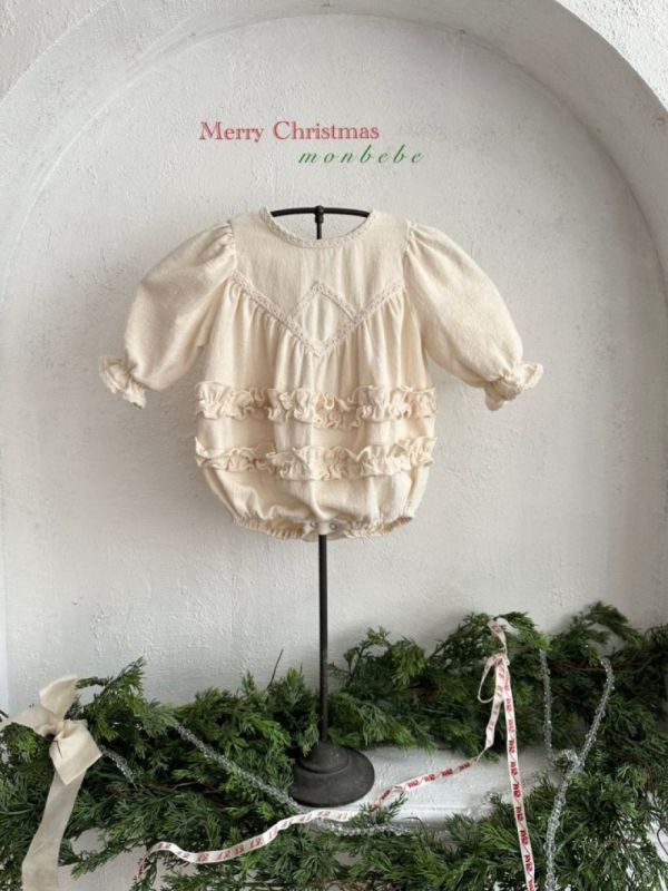 親子系列 奶油色波浪層次感包屁衣 洋裝 