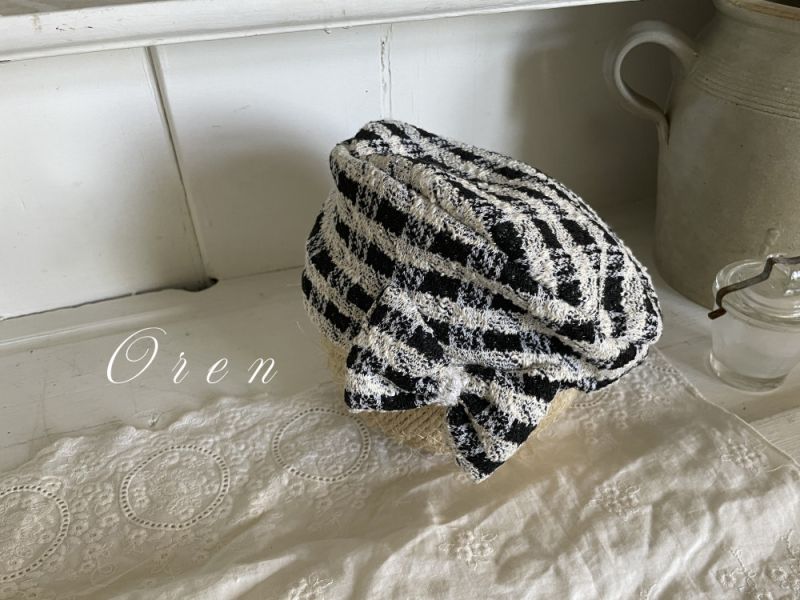 Bebe-格紋蝴蝶結貝雷帽 可成套搭配 