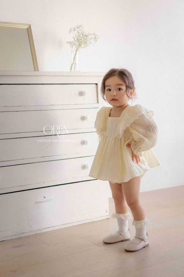 Bebe-Lily褶邊蕾絲連身洋裝 姊妹裝 