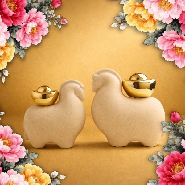 【福氣白二入組】馬上有錢招財擺飾 