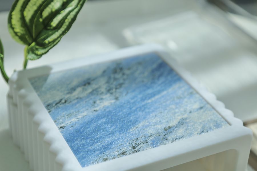 雲母藍石塊床躲避屋（長12*寬12*高5cm） 