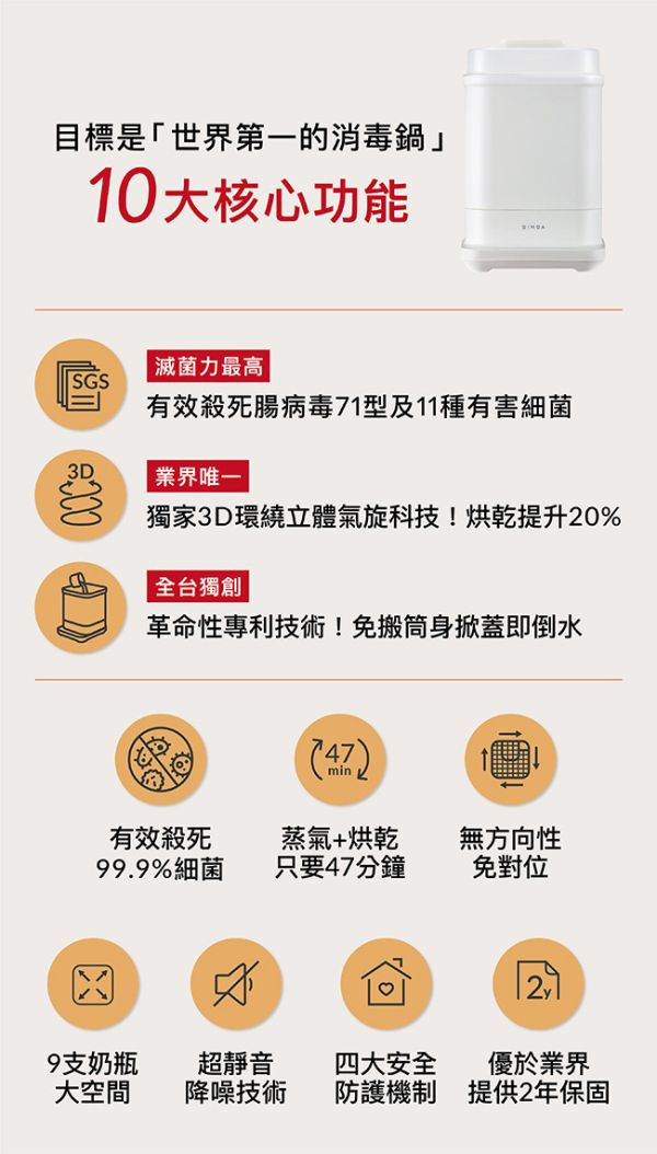 小獅王 UDI H1智能高效蒸氣烘乾消毒鍋 