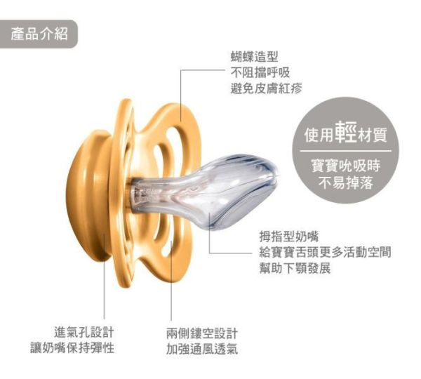 BIBS COUTURE系列拇指型矽膠奶嘴0-18M單顆(多款) 