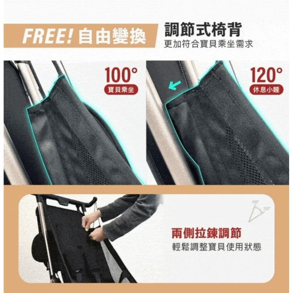 3/9止 JOLLY PAD輕便兒童推車-黑金 