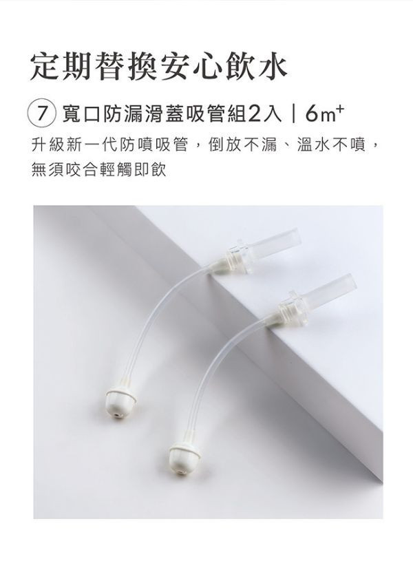 小獅王 蘊蜜寬口防漏滑蓋吸管組 