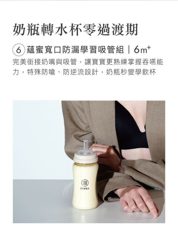 小獅王 蘊蜜寬口奶瓶防漏學習吸管組 