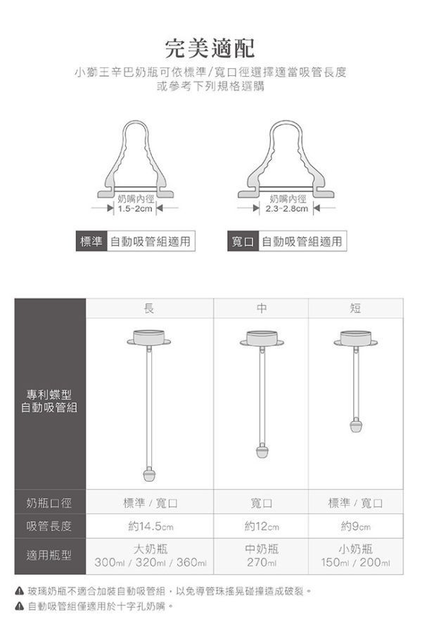 小獅王 專利蝶型標準自動吸管組 