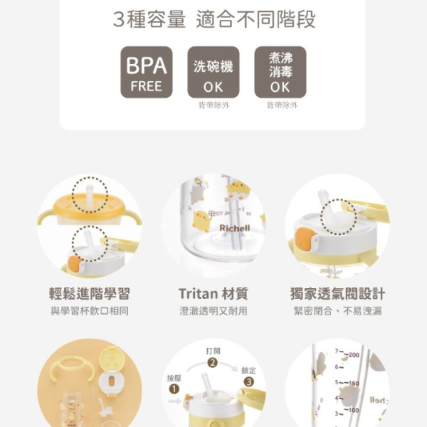 RICHELL 利其爾 AQULEA第5代吸管水杯200ML(多款) 