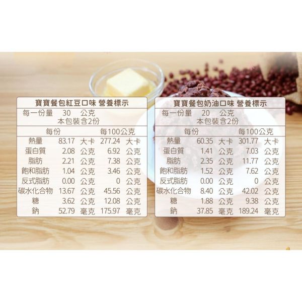 旅居漁村 寶寶專屬餐包-紅豆與奶香雙口味(4入) 