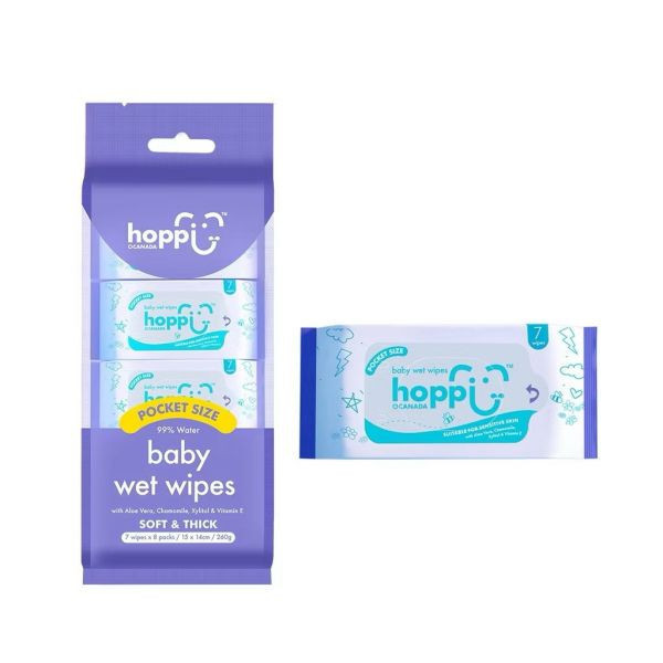 Hoppi 純水嬰兒濕紙巾迷你包 7抽 